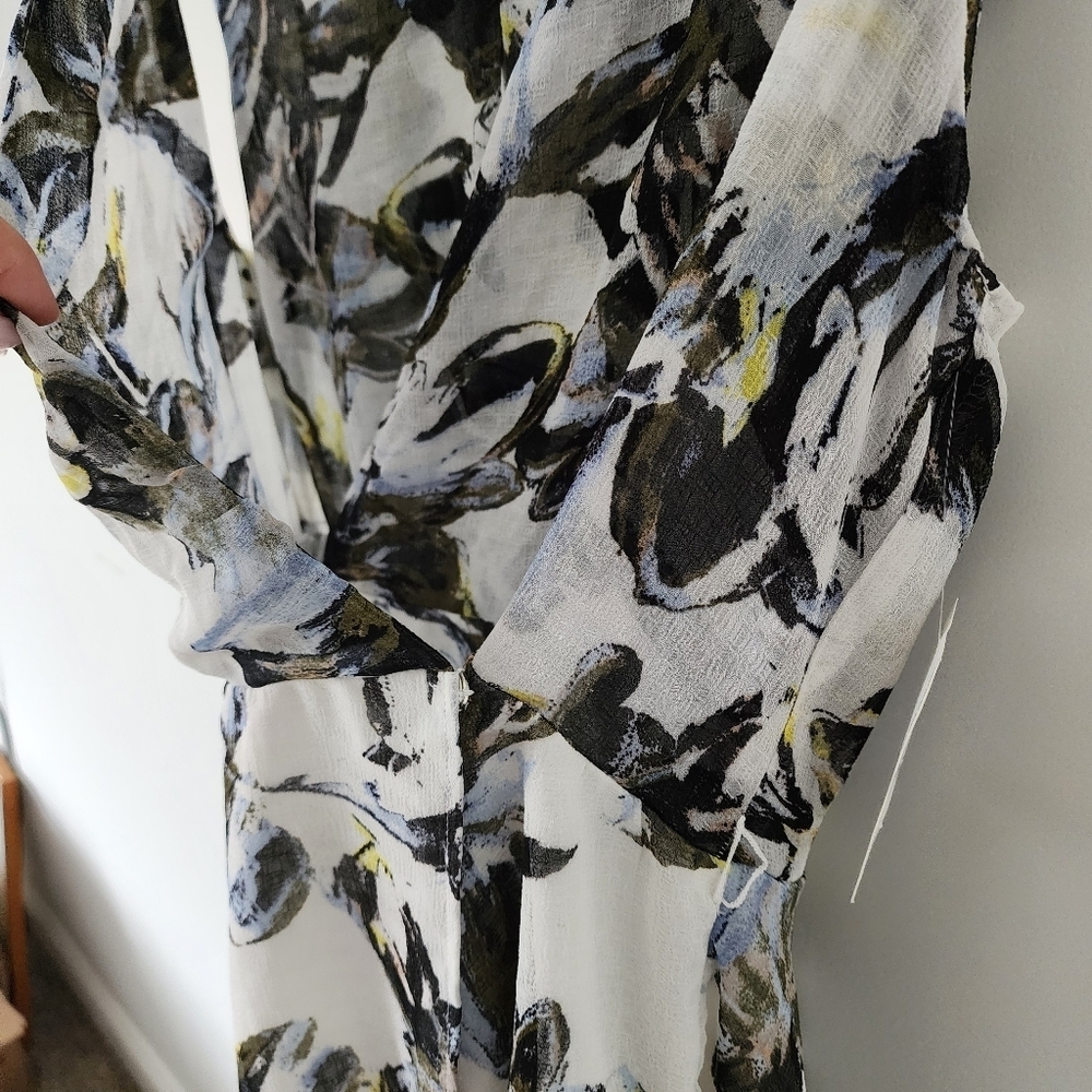 Bar III Dress Womens XL Handkerchief Hem Bayou Flower Flowy Sleeveless - Picture 3 of 6